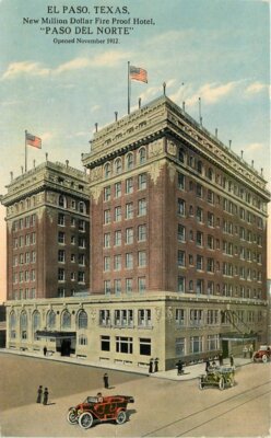 Automobiles El Paso Texas Paso Del Norte Flags C-1910 Postcard Teich 20-6517