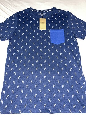New Sfera Men's Short Sleeve Essential Shirt Blue Lightning Bolts