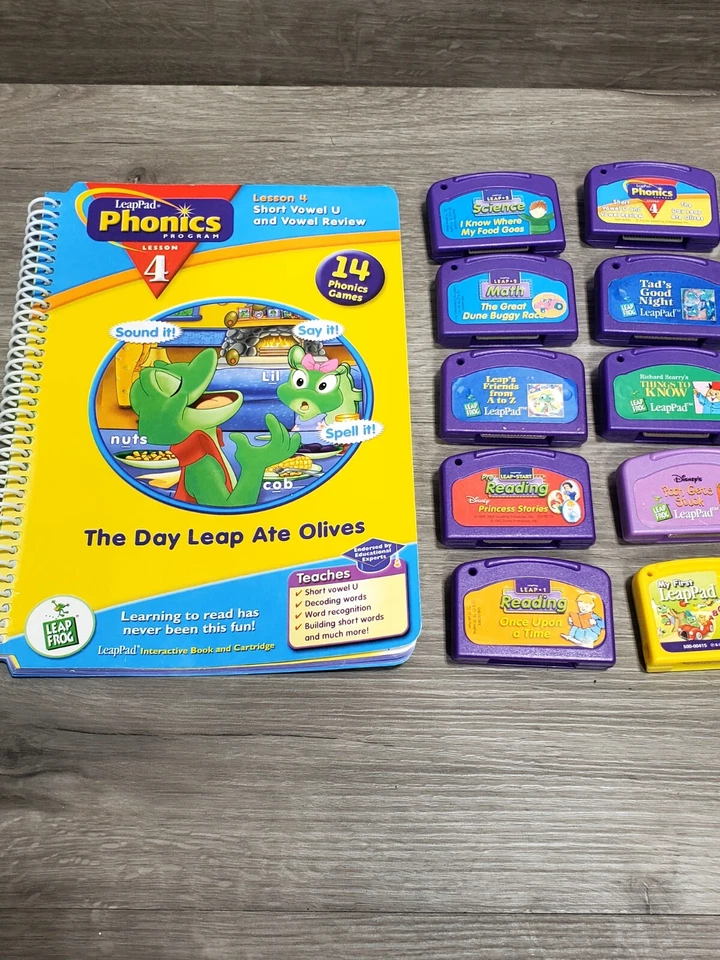Leapster Leap Pad Game Cartridges Lot of 10 with 3 books - All Tested And Work - Image 4 of 4