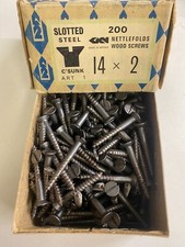 Box Steel Countersunk Screws 2" x 14 Nettlefolds GKN Slotted Full Box of 200
