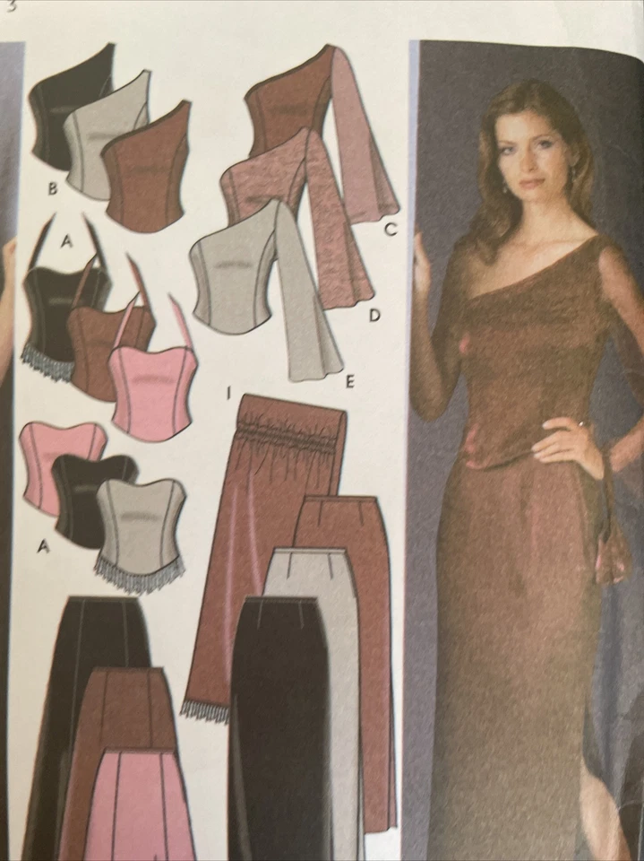 Simplicity 5301 NEW Evening Wear One Shoulder Top,halters, Gore Skirt Size 12-18 - Image 3 of 4