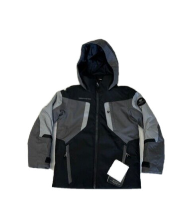 Obermeyer Teen Boys Fleet Hooded Ski Jacket NWT Sizes XS,(6/7) Black/Gray