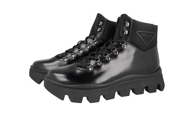 PRADA BRIXXEN HALF-BOOT SHOES 2TE170 BLACK LEATHER NEW US 10.5 EU