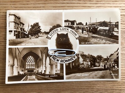 Good Luck From New Romney Kent Multi View RPPC 1950 s