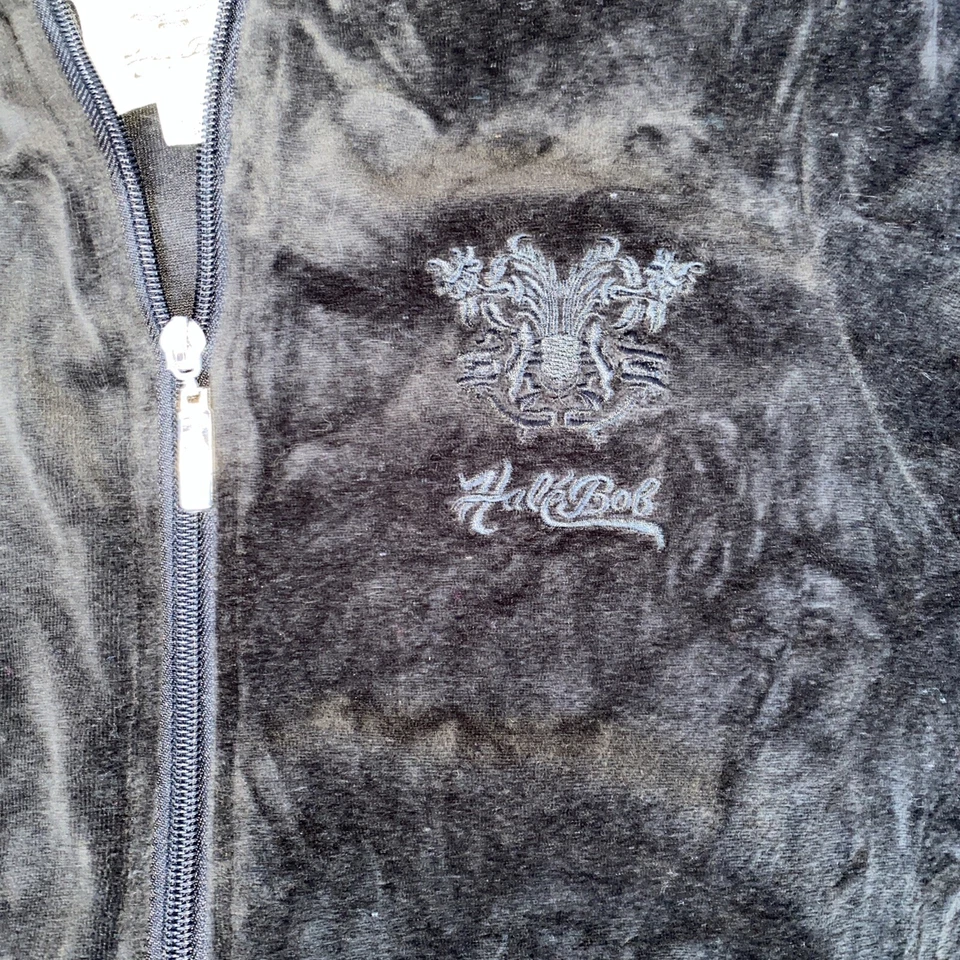 Chaqueta con Capucha Vintage Hale Bob Cremallera Completa Talla XS Terciopelo Negro Y2K De Colección Foto 3 de 4