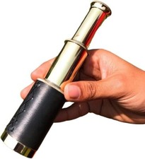 Antique Brass Leather Telescope Pirate Vintage Nautical Spyglass Scope Marine 6"