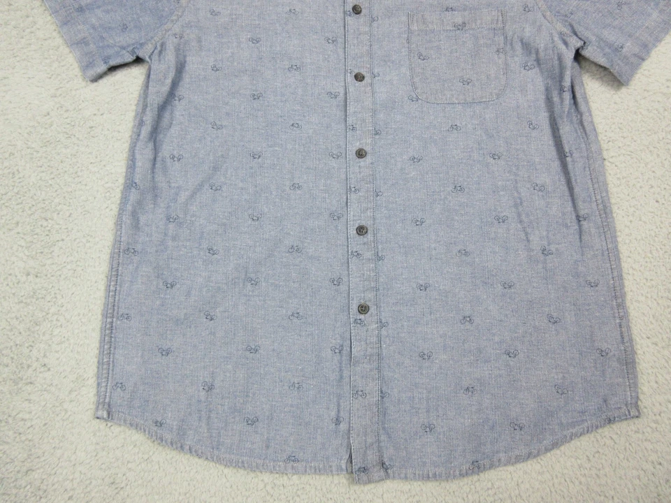 Рубашка мужская Alternative очень большая синяя на пуговицах лагерная повседневная с коротким рукавом - Изображение 2 из 4