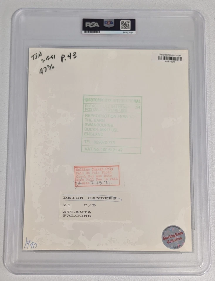 Deion Sanders - 1990 - PSA Type 1 photo - "Prime Time" Image - Atlanta Falcons - Image 4 of 4