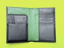 Leather Wallet American Express Centurion 2 in 1 Bifold Black Green Interior NEW