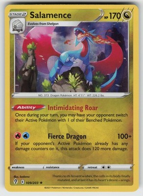 Salamence SWSH07: Evolving Skies 109/203 Holo Rare LP Pokemon