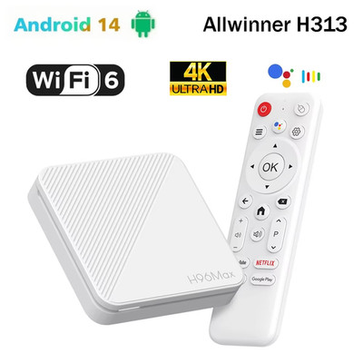 H96 MAX H313 Smart TV Box Android 14 ATV TV Box 4K Video Set Top Box 100M LAN Wi