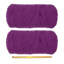T-Shirt Yarn for Crocheting with Hook, 2 Pack 400g/130 Yards Yarn(Bright Purple)