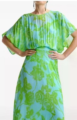 Essentiel Antwerp Hikart Green Blue Maxi Dress 36 / US 6