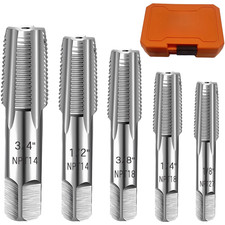 NPT Pipe Tap Set 5 Pcs 1/8 1/4 3/8 1/2 3/4 Inch Carbon Steel Taps for Plumbing