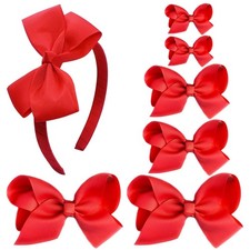 7 PCS Hair Accessories Set Hair Bows for Girls Grosgrain Ribbon Hair Bow Alli...