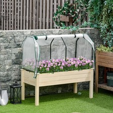 Image of Raised Garden Bed Outdoor Elevated Wood Planter Box w/ PE Cover