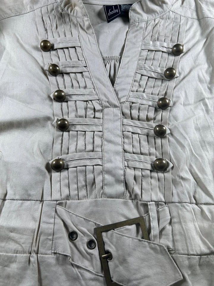 Vestido para mujer Chesley beige mediano mezcla de algodón estilo militar Foto 4 de 4