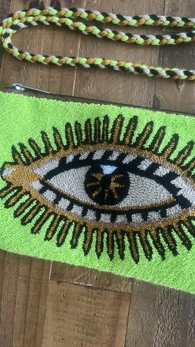 Bolso Colombiano Wayuu Mochila Mediano Bolso sin asas Mal de Ojo Amarillo Neón Bandolera Correa - Imagen 6 de 11