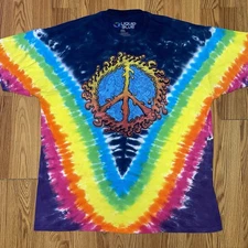 2012 Liquid Blue Peace Mushrooms Shrooms Rainbow Tie Dye Multicolor Shirt-2XL