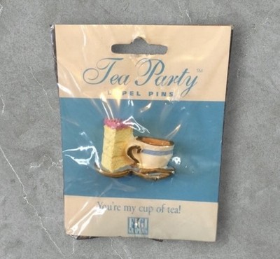 Figi Graphics Tea Party You re My Cup Of Tea!Cake And Tea Enamel Lapel Pin 1996