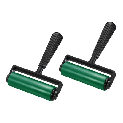 2Pcs Rubber Roller Brayer,Printmaking Ink Print Spreading Brush Tool(Green 4.5'')