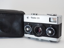US 1-Yr Warranty Germany Rollei 35 w/Case Silver 35mm Film Camera J235