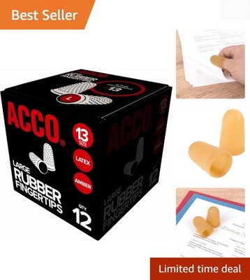 12-Piece ACCO Rubber Finger Tips in Amber - Enhanced Grip for Comfort (Size 13)