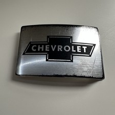 GM Chevrolet Belt Buckle Silver-Tone Metal Large Logo Belt Buckle