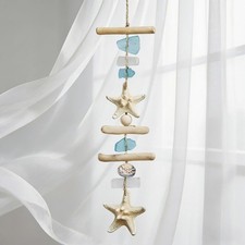 Wooden Driftwood Wall Decor, Starfish Bathroom Decor with Sea Shells