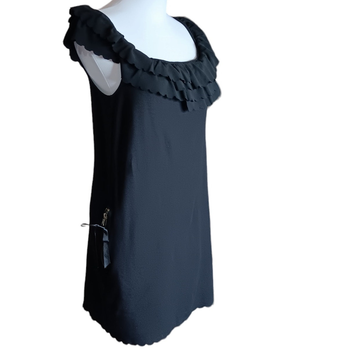 RED VALENTINO Mini Dress Fairy Goth Coquette XS Cute Zip Pockets Ruffles Black