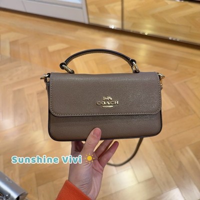 NWT Coach Mini Josie Top Handle Bag In Leather CCK67 DARK STONE | eBay