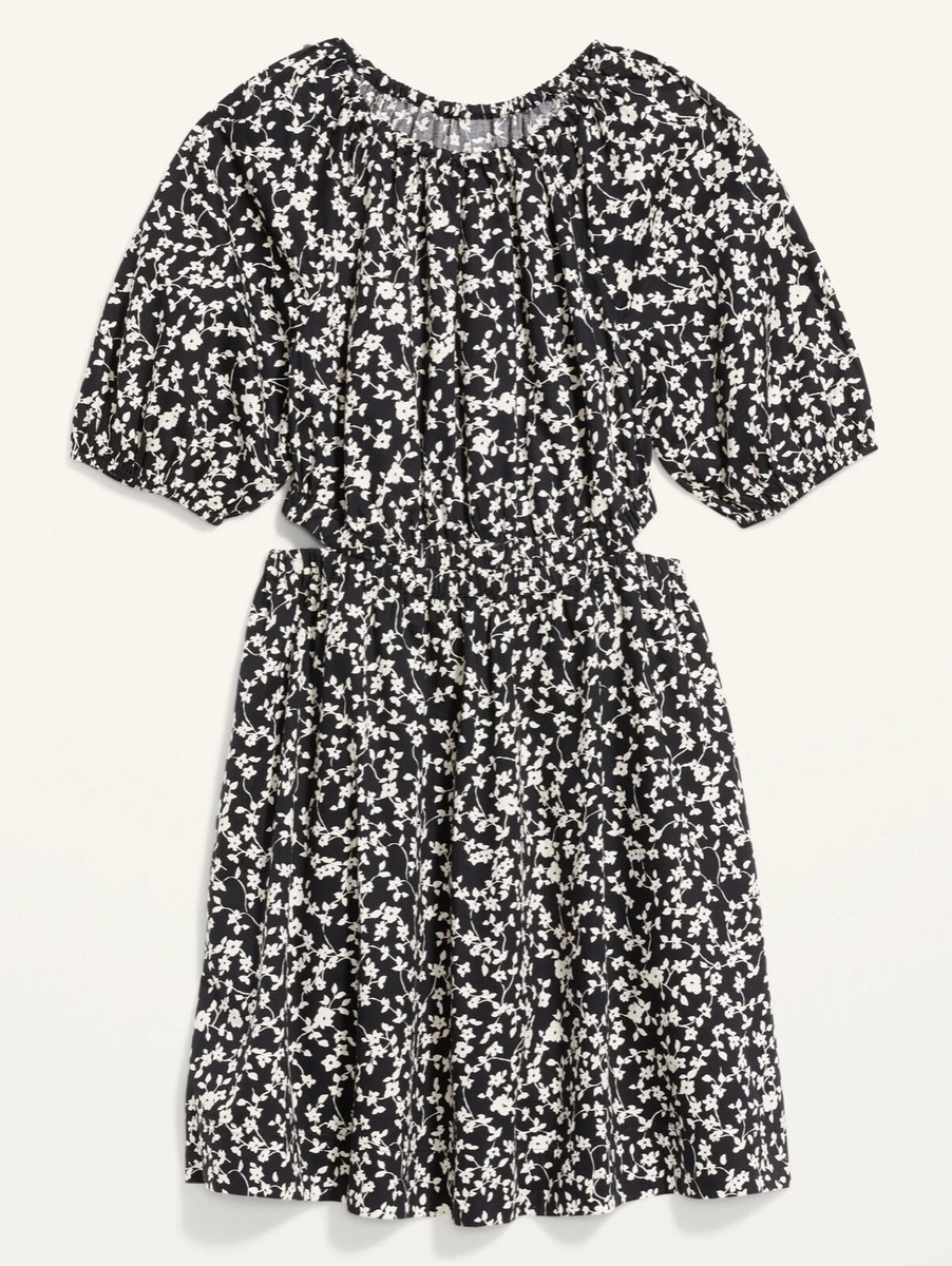 knee length dresses for ladies Waist-Defined Ruffle-Trim Mini Dress for Women