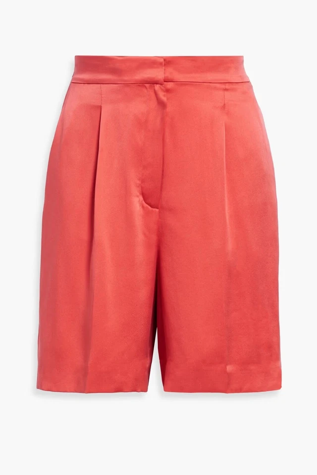 Theory l 10 Pleated Silk-Satin High Rise Coral Short Classic Contemporary Resort - Image 4 of 4