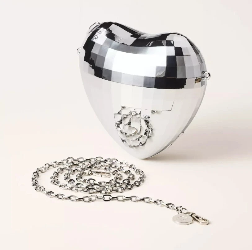 Borsa a tracolla tracolla a forma di cuore discoteca kate spade new york x bersaglio argento