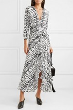 BNWT Rixo London Rose Open-back Ruffled Animal-print Maxi dress Sz XS,S,XL