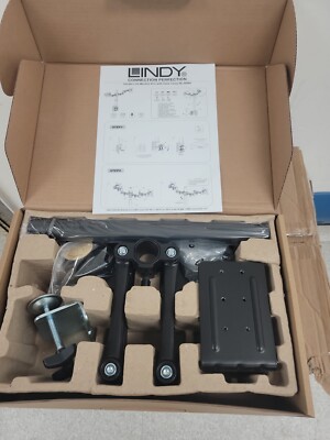 Lindy Doppel LCD Monitorarm mit Schreibtischhalterung Klemme. Bis zu 10kg pro Arm. B/N