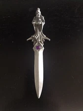 Pewter WIZARD Sorcerer Mythical Magic Spell Crystal Knife Letter Opener
