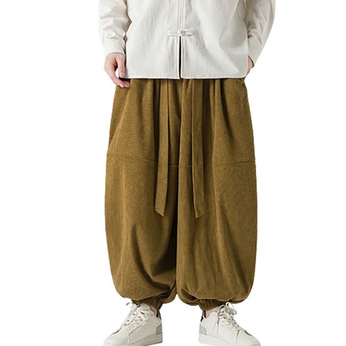 Men Harem Pants Loose Elastic Waist Large Pockets Design Hippie Yoga Drop Pants - Picture 5 of 39