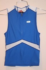 Louis Garneau Pro Sleeveless Zip Men's Jersey Size S White/Blue 1820484 NEW