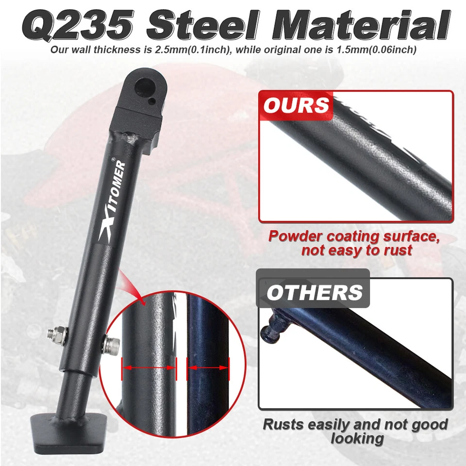 Soporte lateral ajustable negro apto para Ducati Monster 821 oscuro 2020-2021 Foto 4 de 4