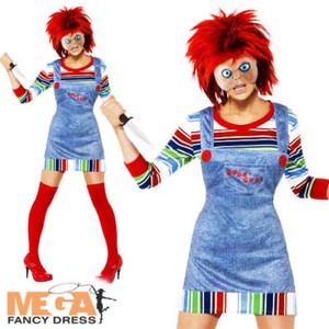 Chucky Ladies Halloween Fancy Dress Horror Film Adults Womens Costume Outfit  New | Ebay