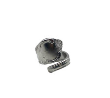 Victorian Stainless Steel Spoon Ring Sz 8 Classic Large Band Adjustable Floral