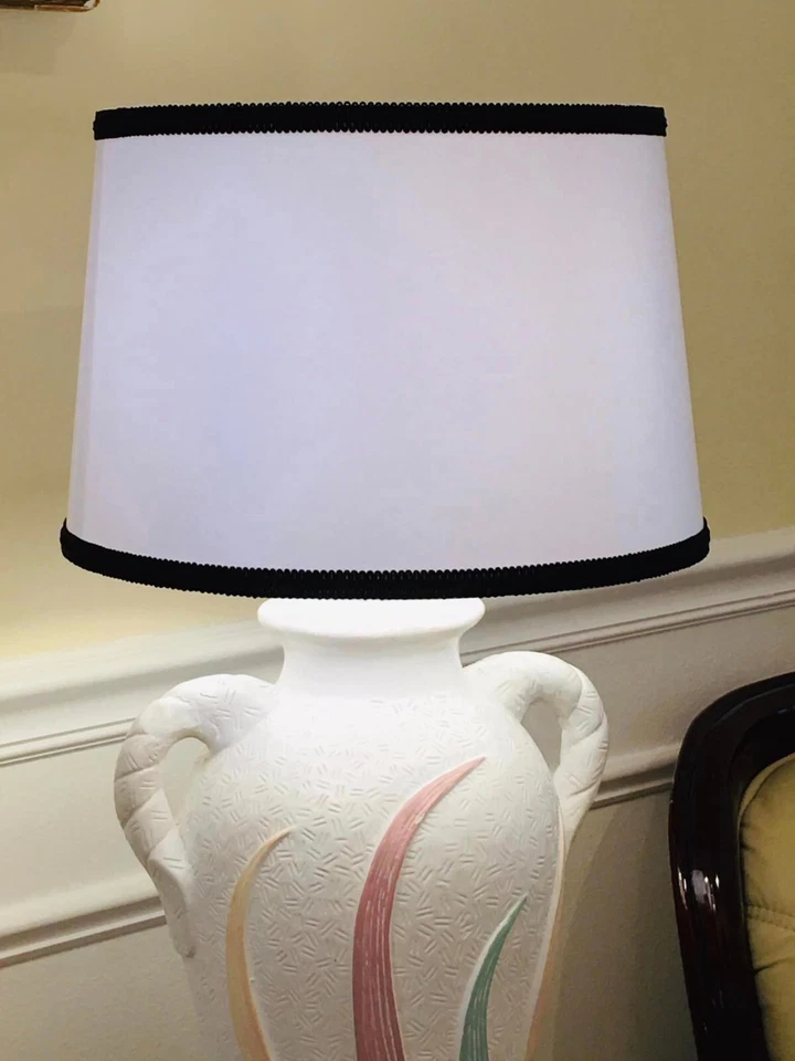 Abajur feito à mão tambor preto e branco decoração para casa moderno contemporâneo feito nos EUA - Imagem 4 de 4