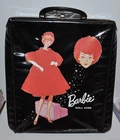 vintage BARBIE Black Vinyl Canadian CARRY CASE / TRUNK  1960s Mattel