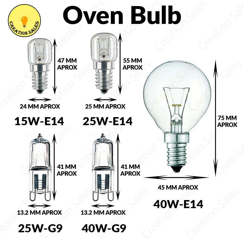 Oven Bulb Cooker Appliance Lamp Light 15W 25W 40W 240V SES E14 G9