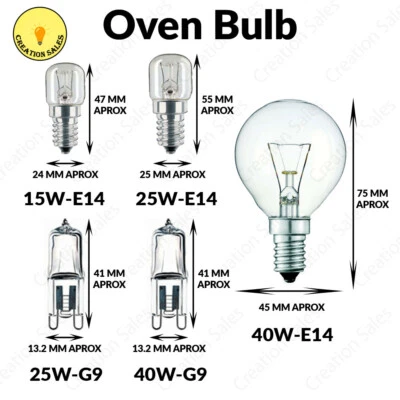 Oven Bulb Cooker Appliance Lamp Light 15W 25W 40W 240V SES E14 G9 Branded - Image 1 of 4
