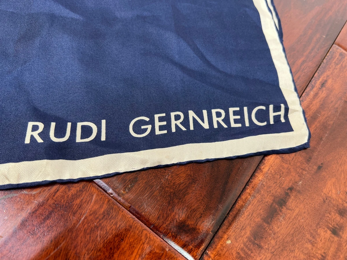 Vintage Rudi Gernreich Silk Scarf Made In Japan Hand Rolled Red White Blue