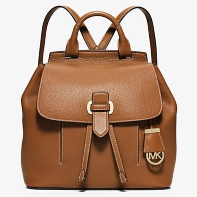 New Michael Kors Romy  Acorn/Brown Pebbled Leather Medium Backpack Michael Kors Romy Acorn/Brown Pebbled Leather Medium... | Depop main image 3