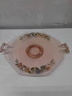Vintage Floral Pink Depression Glass Serving Tray