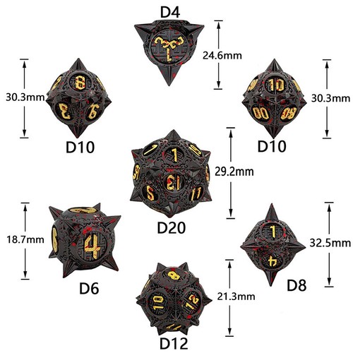 Metall RPG 7 Würfel Set Polyedrisch Rollenspiel Würfelzeit DND DSA 13 Farben - Picture 2 of 27